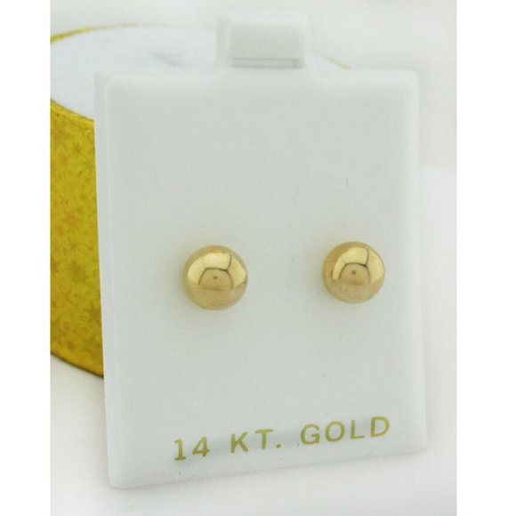 Plain Ball 7 mm Stud Earrings 14k Yellow Gold